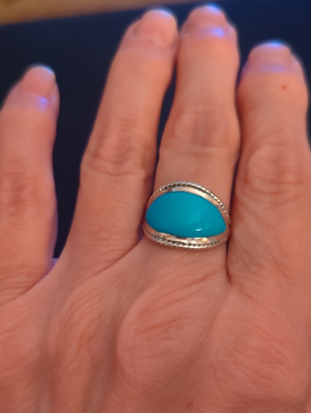 Sterling Silver Turquoise Statement Ring - Blue